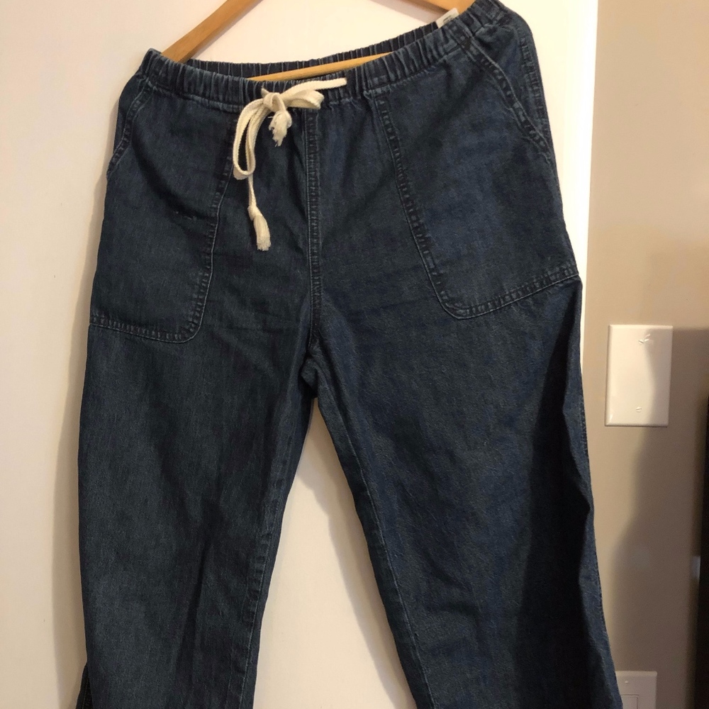 Lucky Brand Tie waist crop wide leg jeans